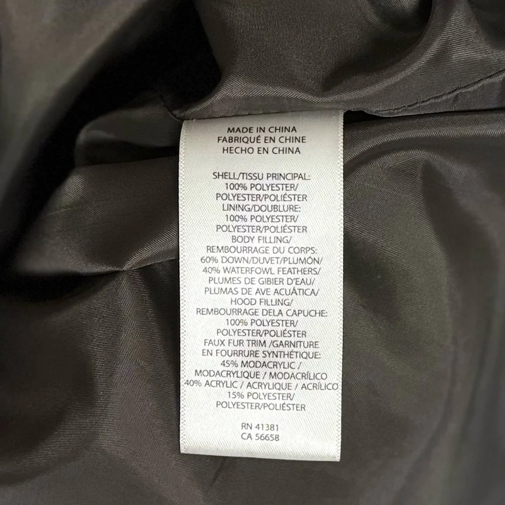 Lauren Ralph Lauren grey zip up snap‎ down waterfowl feather coat women's small